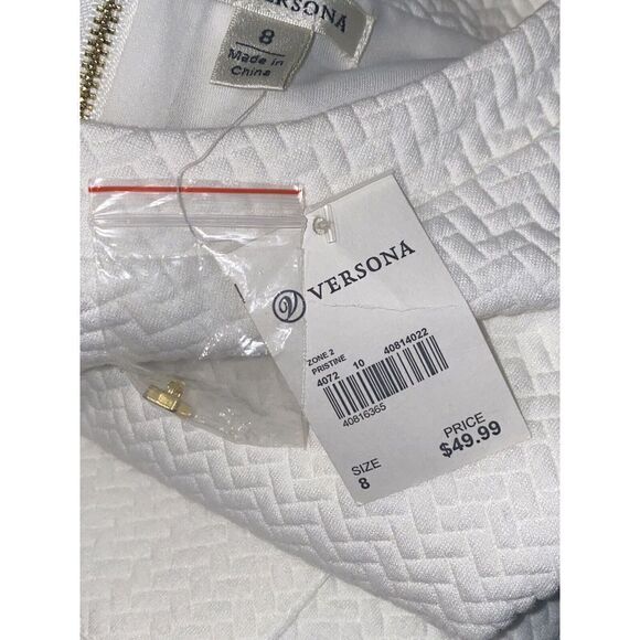 Versona White Dress Quilted Gold Zipper Size 8 New - Picture 12 of 12